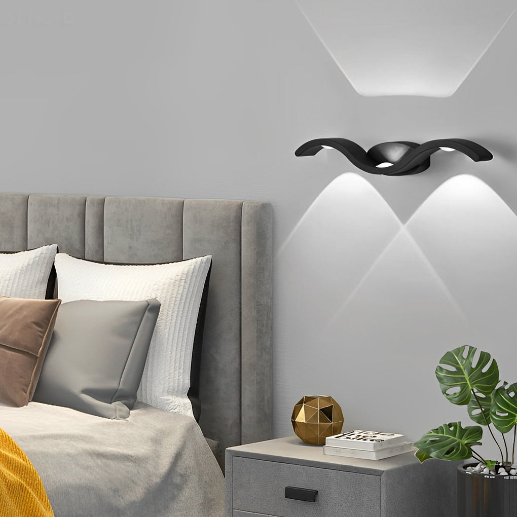 Contemporary Black Outdoor LED Wall Sconce Light for Patio or Garden