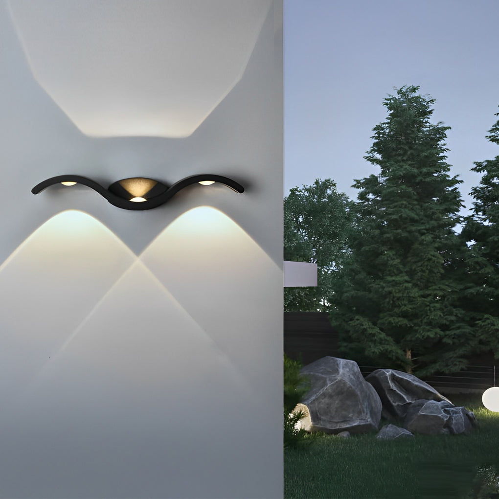 Contemporary Black Outdoor LED Wall Sconce Light for Patio or Garden