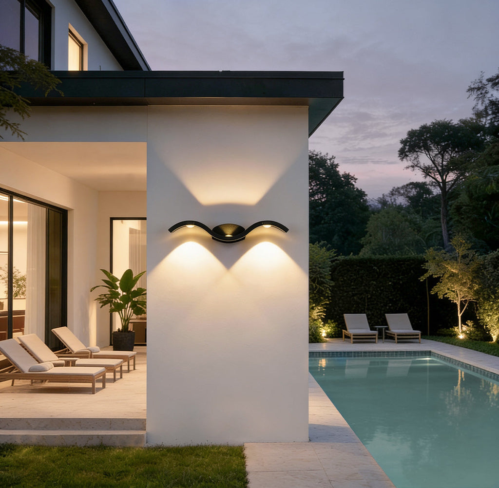 Contemporary Black Outdoor LED Wall Sconce Light for Patio or Garden