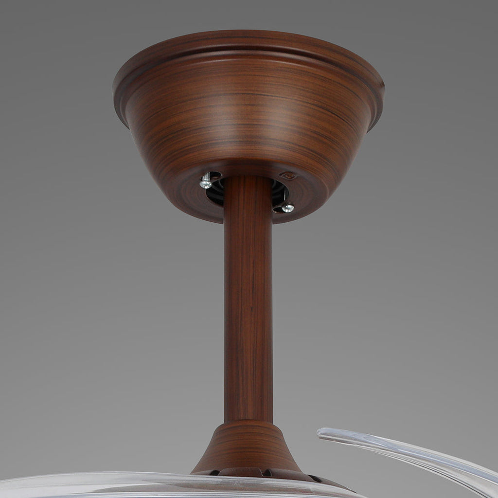 Rustic Walnut Wood Grain Ceiling Fan with 4 Lights for Living Room