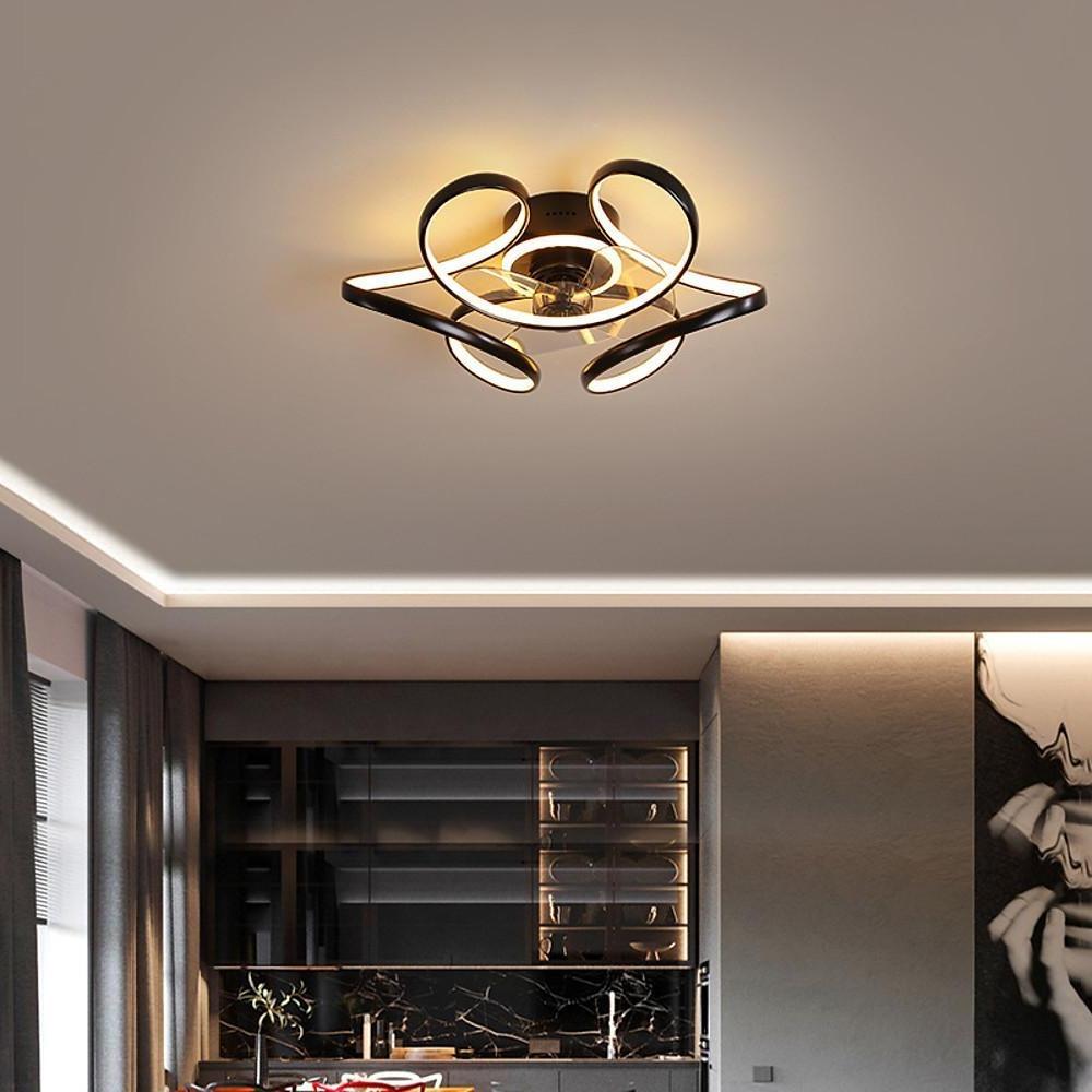 Modern 3-Blade Black Ceiling Fan with LED Light for Living Room/Bedroom
