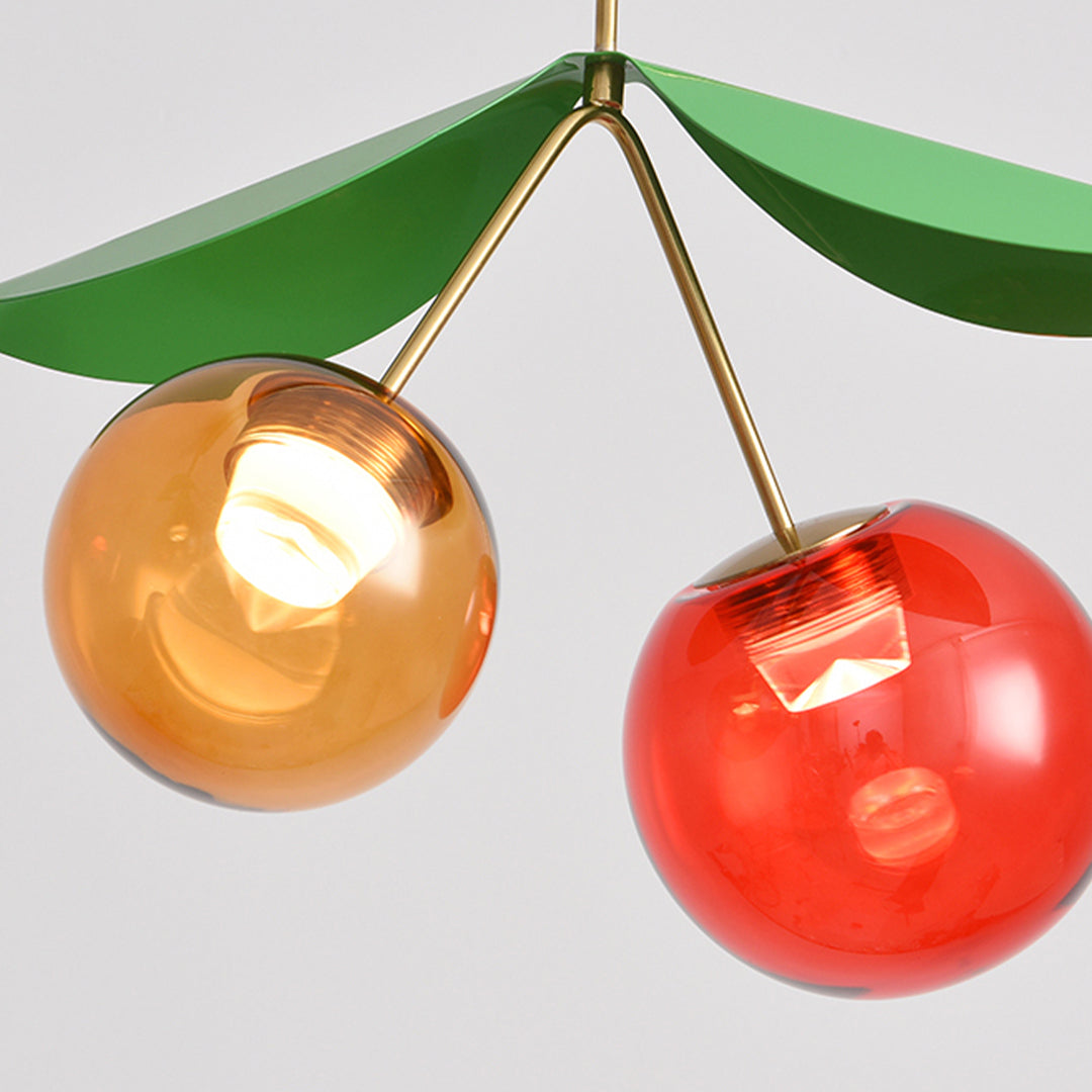 Modern Cherry Stained Glass Dual-Head LED Table Lamp for Bedroom & Living Room