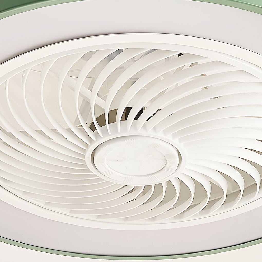 Modern White Flush Mount Ceiling Fan with Smart LED Light for Living Room