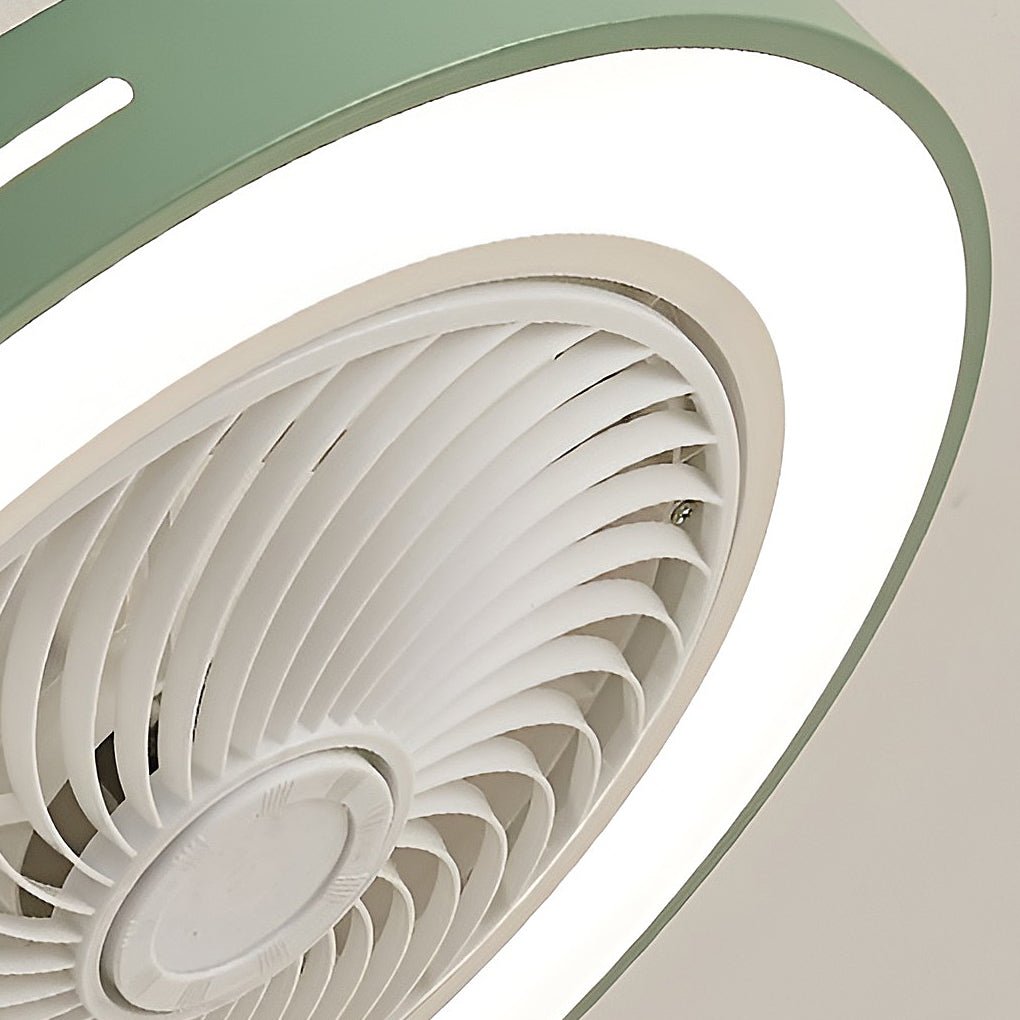Modern White Flush Mount Ceiling Fan with Smart LED Light for Living Room