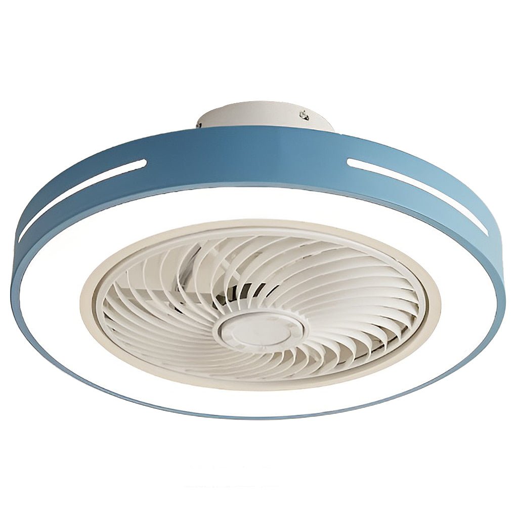Modern White Flush Mount Ceiling Fan with Smart LED Light for Living Room