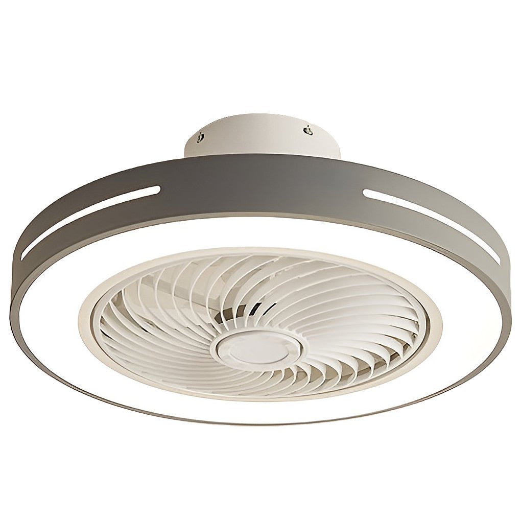 Modern White Flush Mount Ceiling Fan with Smart LED Light for Living Room