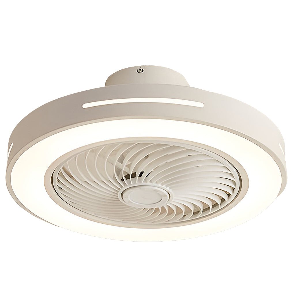 Modern White Flush Mount Ceiling Fan with Smart LED Light for Living Room