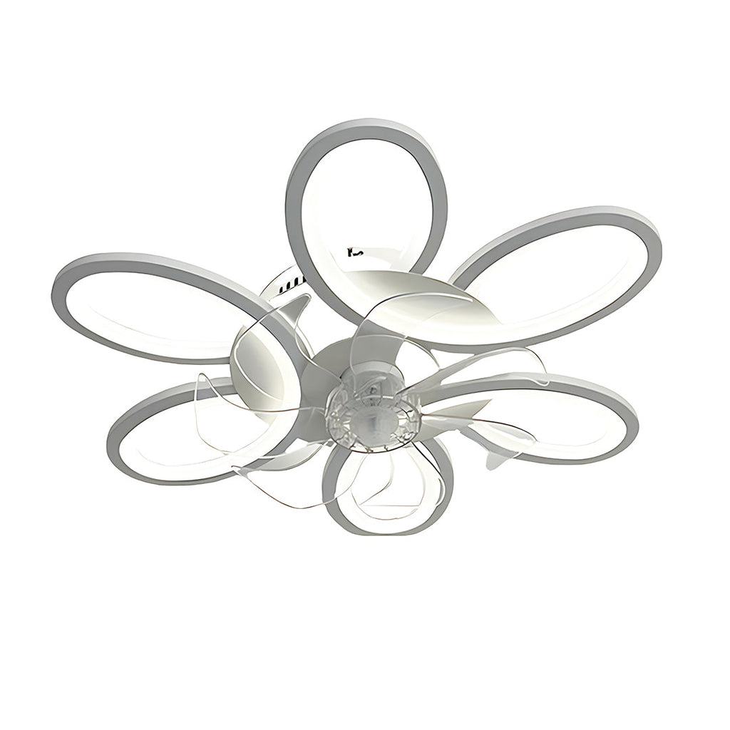 Modern White Ceiling Fan with Remote Control and Light for Living Room
