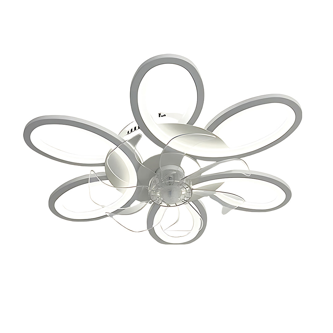 Modern White Ceiling Fan with Remote Control and Light for Living Room