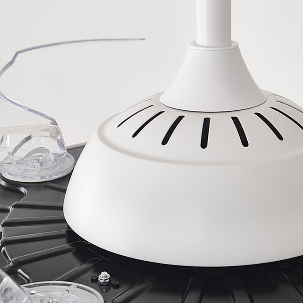 White Nordic Ceiling Fan with Light and Transparent Blades for Home