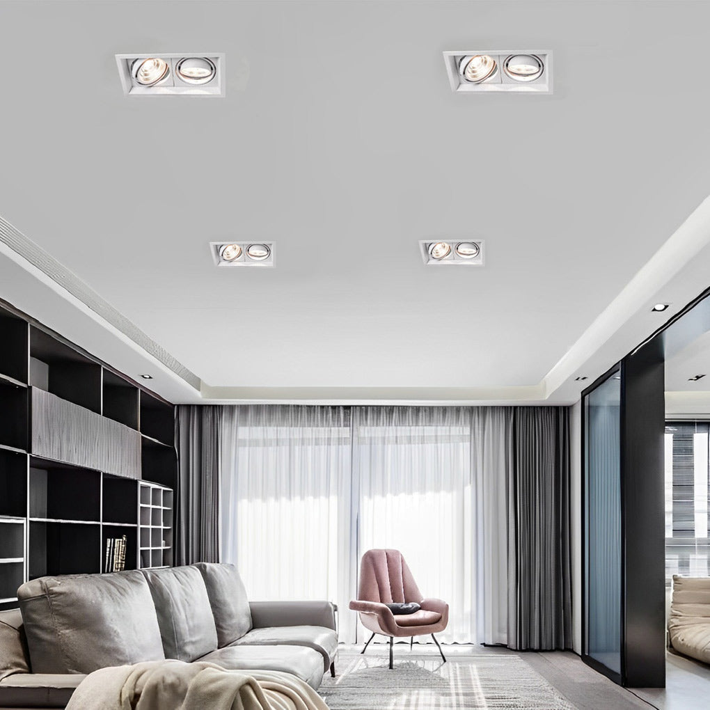 Modern Adjustable Rectangular Recessed Spotlight Fixture for Ceiling Lighting
