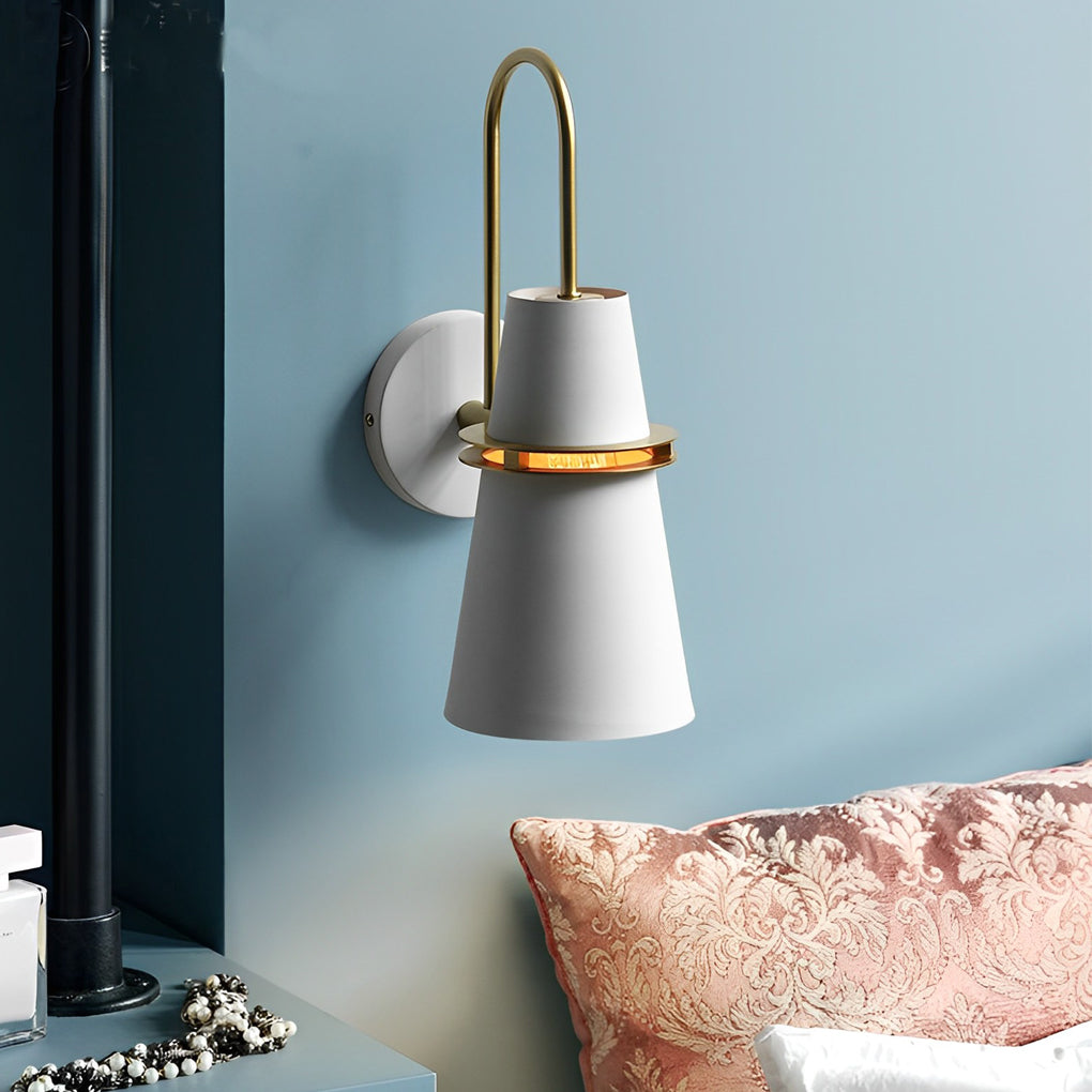 Modern White Iron Cone Wall Lamp for Living Room and Bedroom Decor
