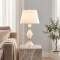 Elegant White Modern Table Lamps with Gold Accents for Living Room Decor