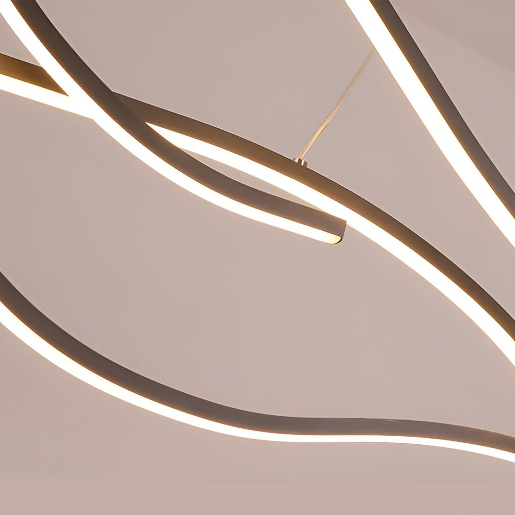 Wavy Curved LED Metal Pendant Light Fixture for Modern Living Spaces