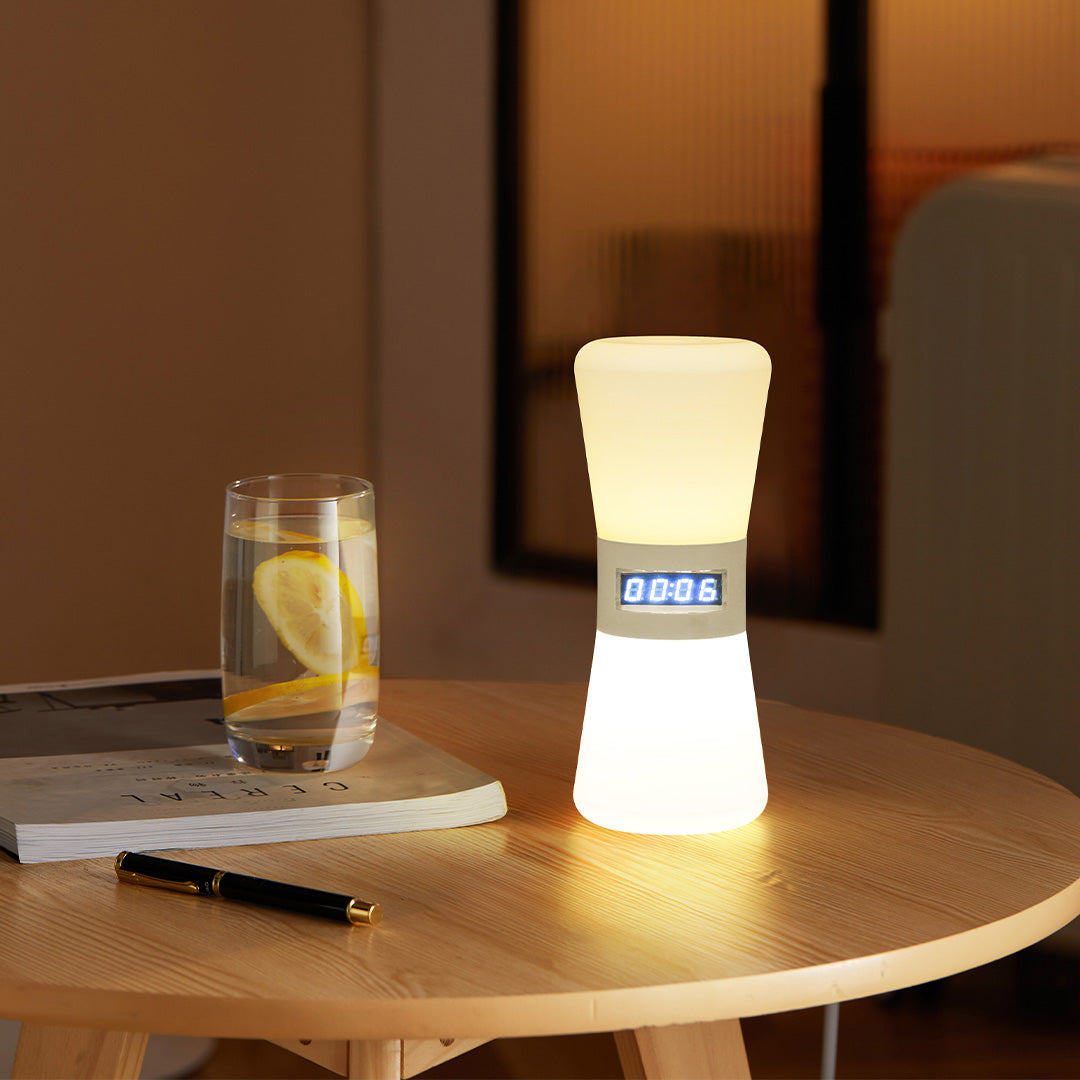 Modern White Hourglass Table Lamp with Gravity Sensor for Home Decor