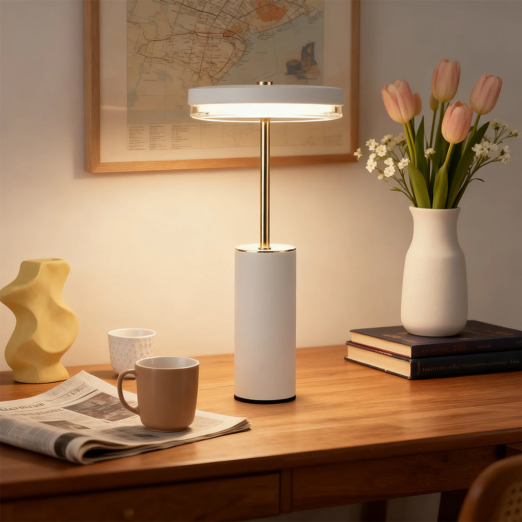 Sophisticated European-Style Metal Cylinder Table Lamp for Living Room