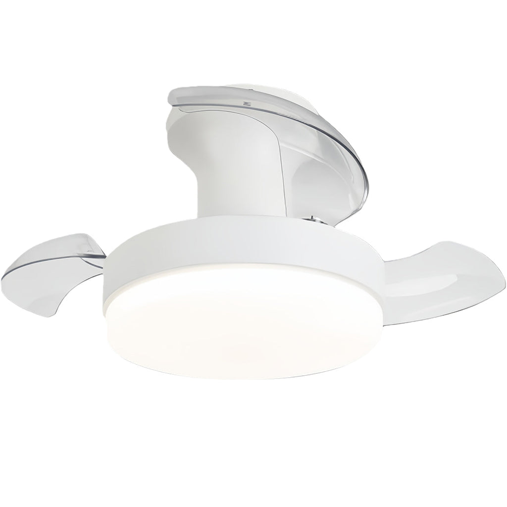 Modern White LED Ceiling Fan with Lights and Silent Motor for Living Rooms