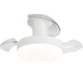 Modern White LED Ceiling Fan with Lights and Silent Motor for Living Rooms