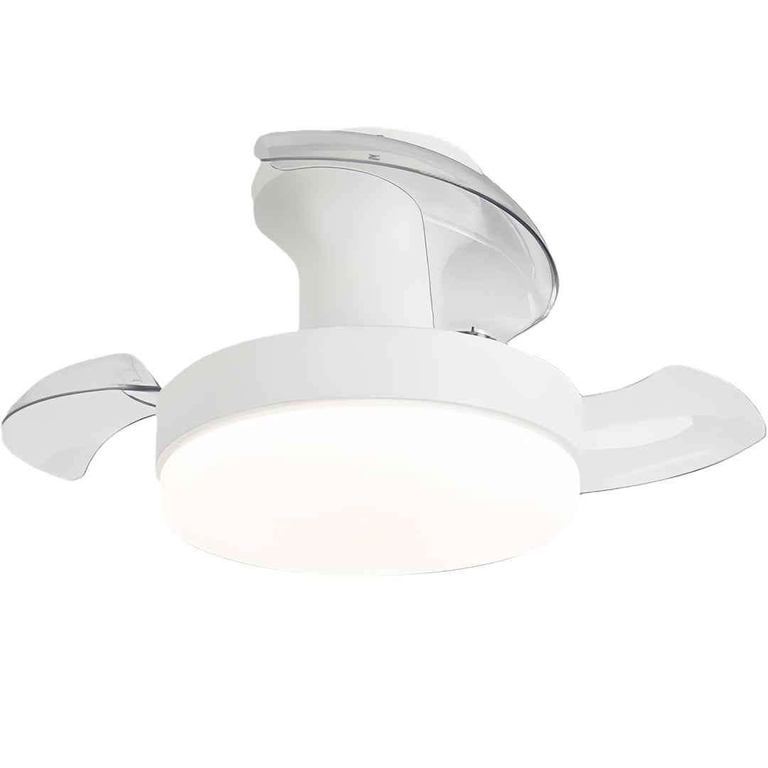 Modern White LED Ceiling Fan with Lights and Silent Motor for Living Rooms