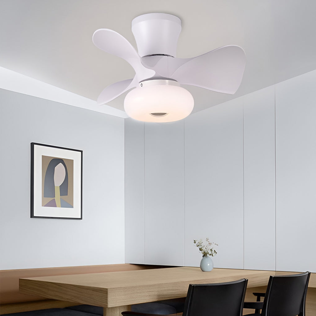 Modern White Macaron LED Ceiling Fan with Light for Living Room Decor