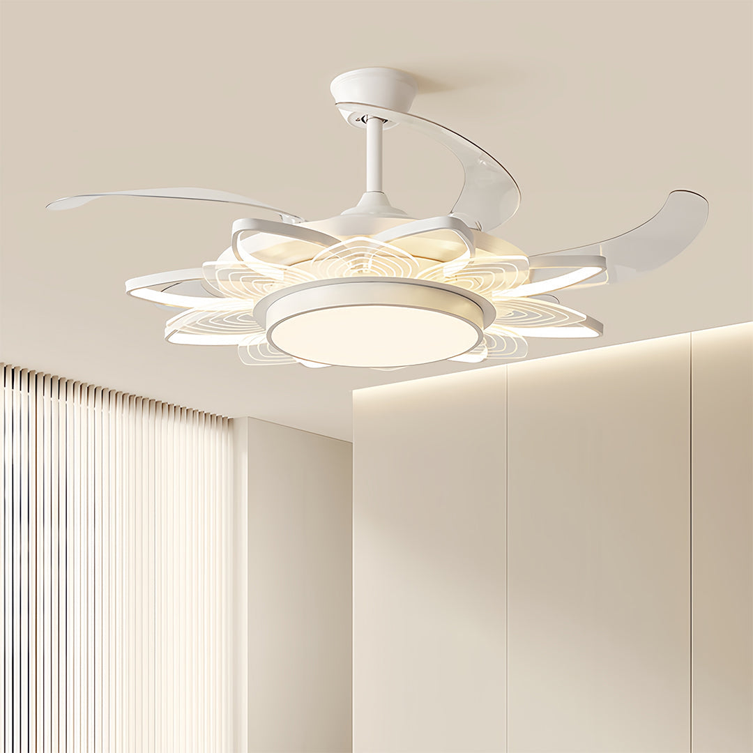 Black Minimalist Iron Ceiling Fan with Light for Modern Home Decor