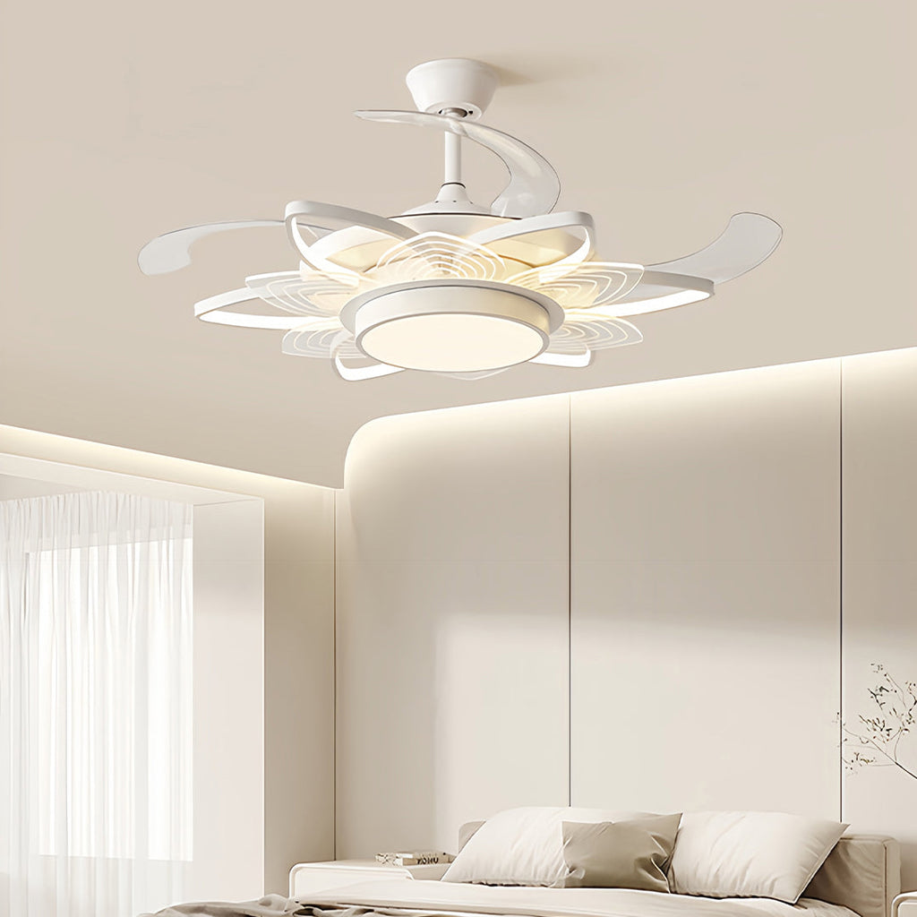 Black Minimalist Iron Ceiling Fan with Light for Modern Home Decor