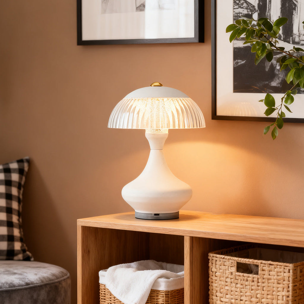 Minimalist White Table Lamp with Creative Charging Design for Office Bedroom