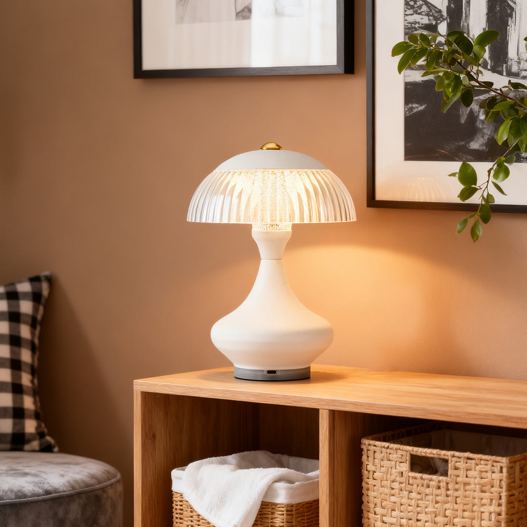 Minimalist White Table Lamp with Creative Charging Design for Office Bedroom
