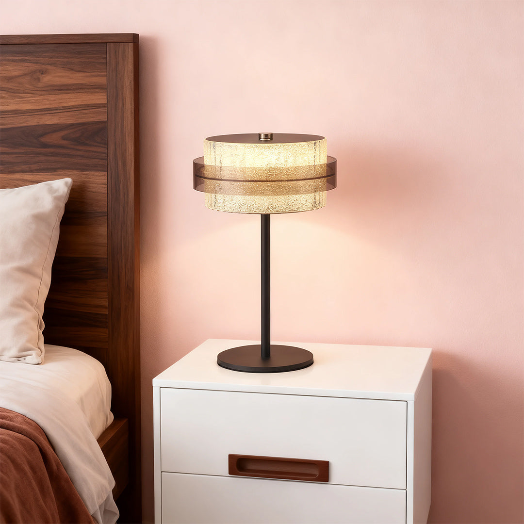 Rustic Vintage Iron Frame Table Lamp with Warm Light Shade for Bedroom