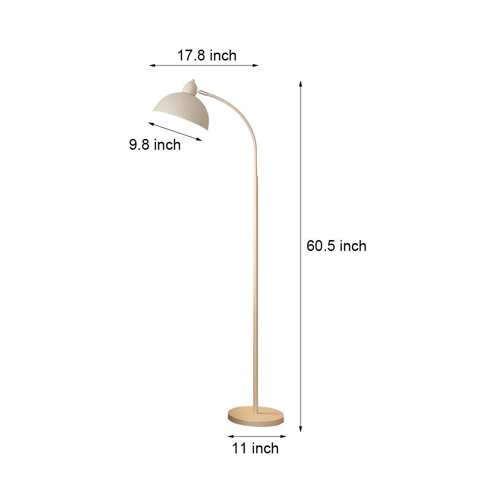 Stylish White Chrome Arc Floor Lamp with Dome Shade for Living Room