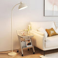 Stylish White Chrome Arc Floor Lamp with Dome Shade for Living Room