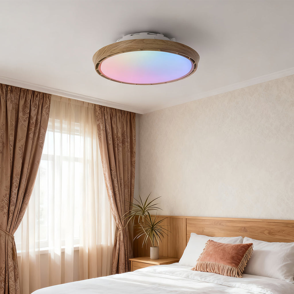 Dimmable Round LED Ceiling Fan Light - Modern White Leafless Design for Living Room
