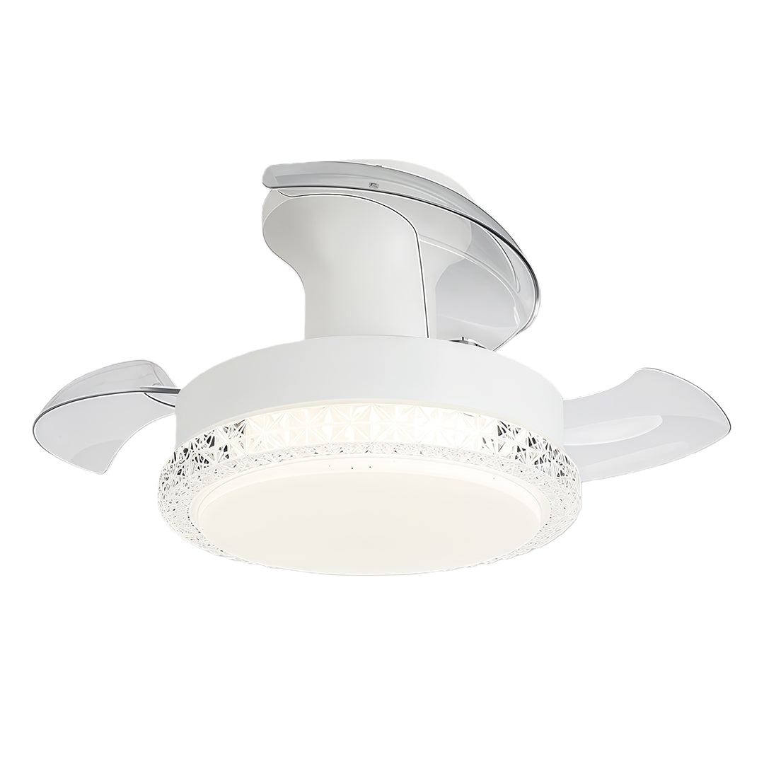 Contemporary White Flush Mount Ceiling Fan with Light for Bedrooms