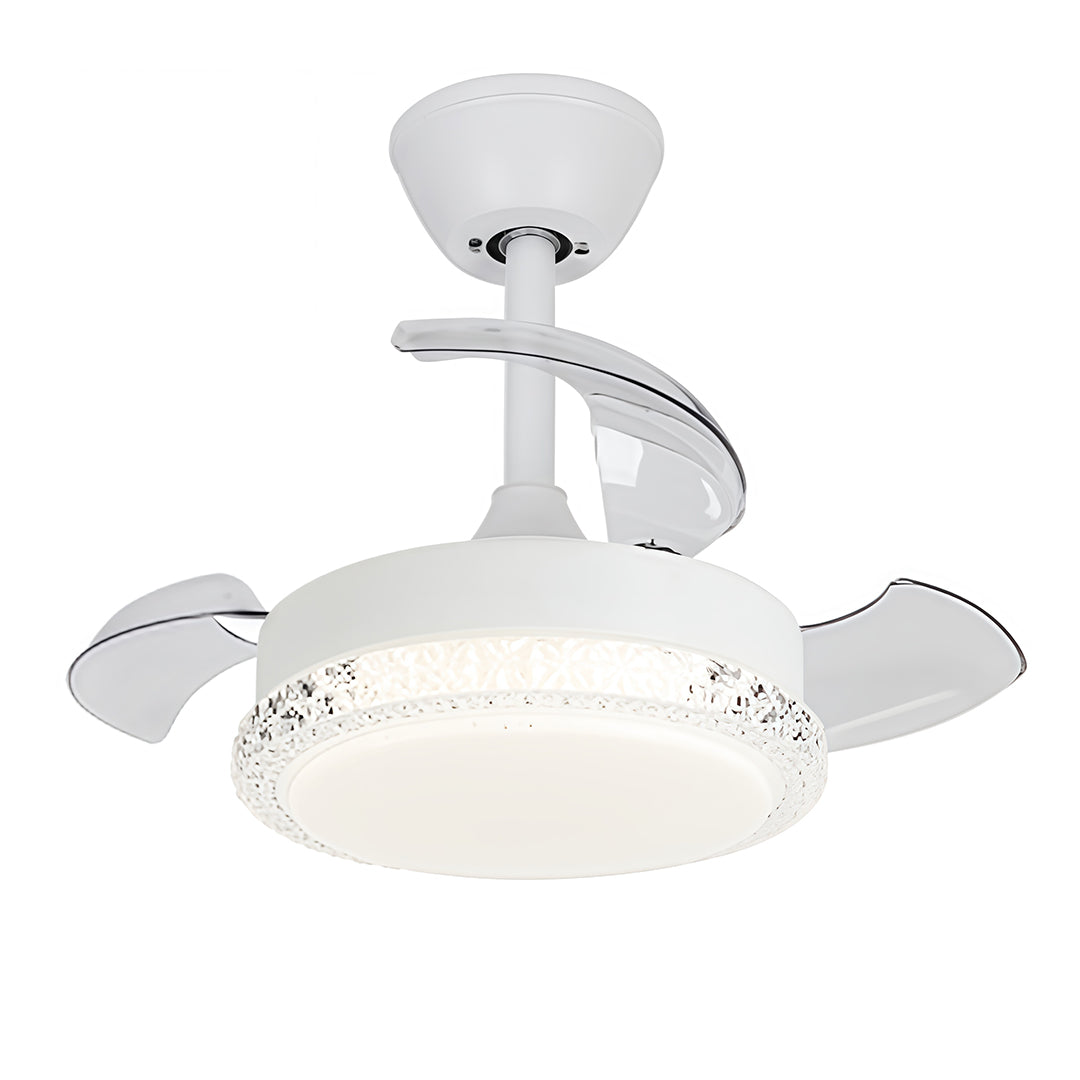 Contemporary White Flush Mount Ceiling Fan with Light for Bedrooms