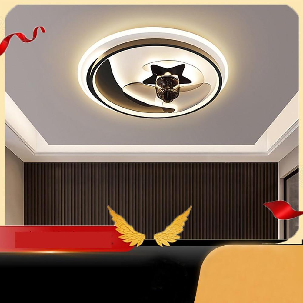 Modern Electroplated Gold Multi-Circle LED Ceiling Fan Light for Living Room