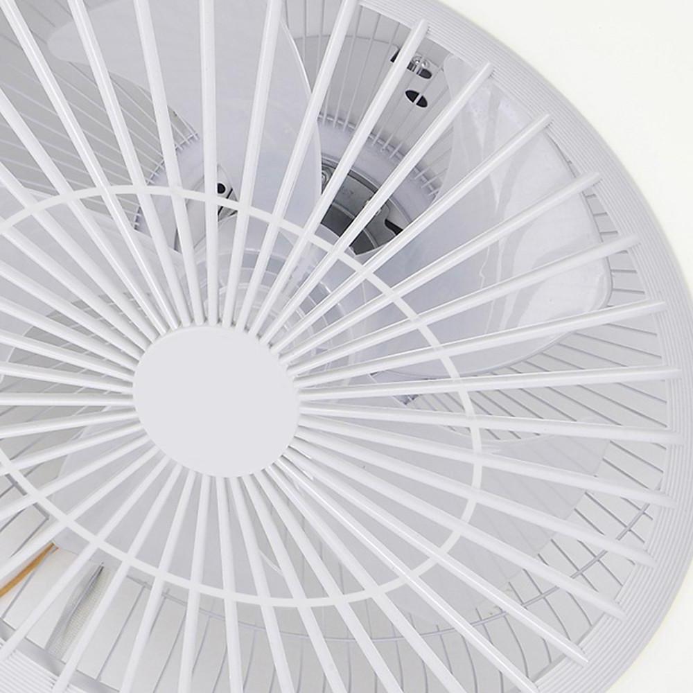 Modern White Circular LED Dimmable Bladeless Ceiling Fan with Light Remote for Living Room