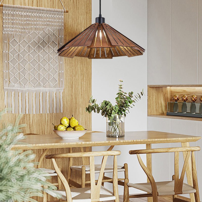 Rustic Wooden Wabi-Sabi Nordic Chandelier Light for Dining Room Decor