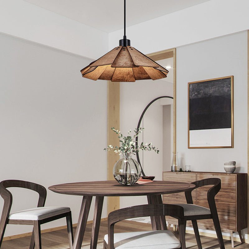 Rustic Wooden Wabi-Sabi Nordic Chandelier Light for Dining Room Decor