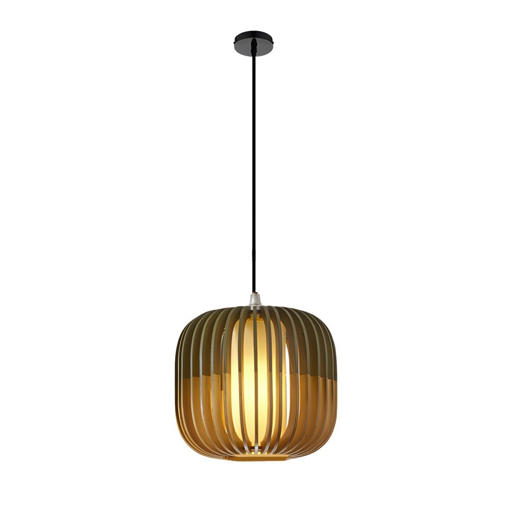 Minimalist Japanese Wood Lantern LED Chandelier for Home Decor