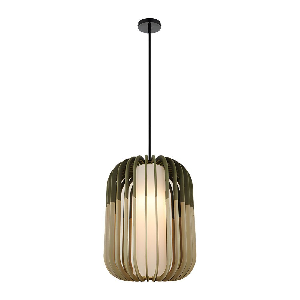 Minimalist Japanese Wood Lantern LED Chandelier for Dining Room Decor