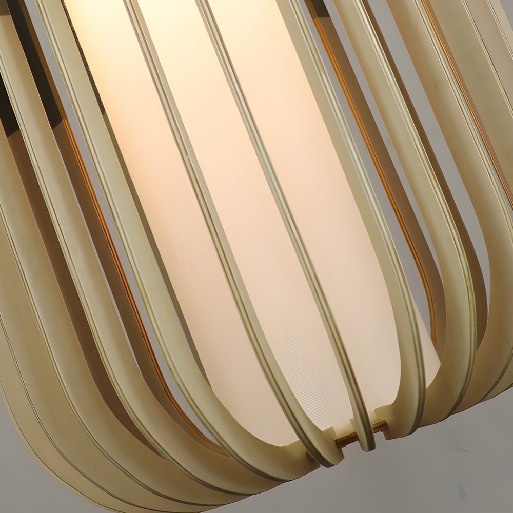 Minimalist Japanese Wood Lantern LED Chandelier for Home Decor