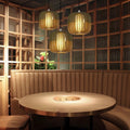 Minimalist Japanese Wood Lantern LED Chandelier for Dining Room Decor