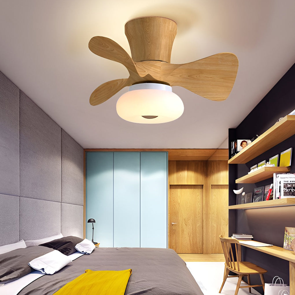 Modern White Macaron LED Ceiling Fan with Light for Living Room Decor