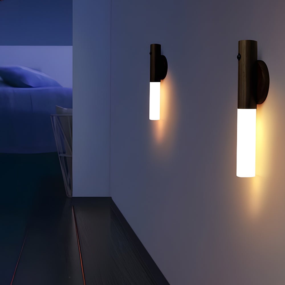 USB Rechargeable Wooden Stick Motion Sensor Night Light for Bedroom
