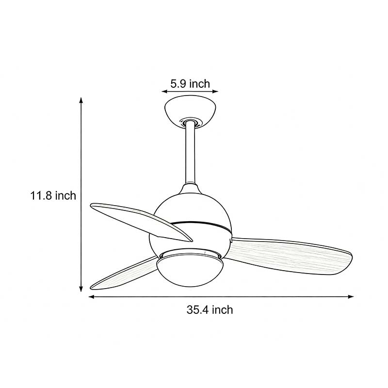 Rustic Wood Blade Ceiling Fan with LED Light for Living Room Bedroom