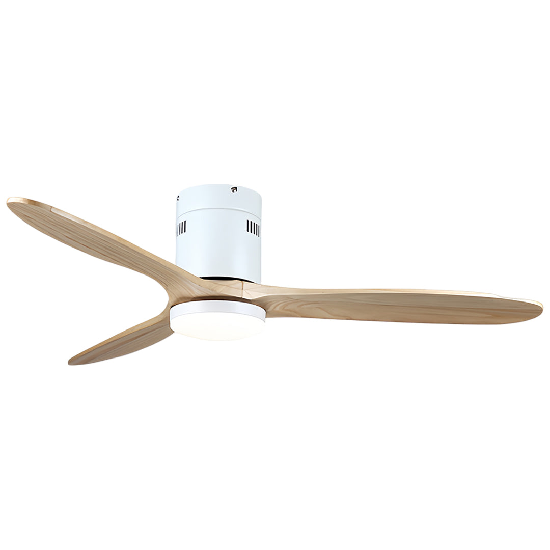 Rustic Wood Flush Mount Ceiling Fan with Light - Modern DC Motor Fandelier