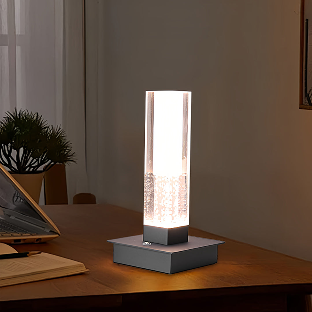 Cordless Modern Square Bubble LED Table Lamp for Bedroom Nightstand