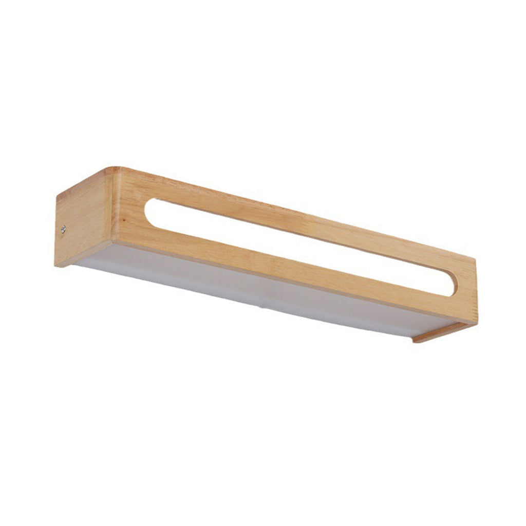 Waterproof LED Rectangular Wood Wall Sconce Mirror Light for Bathroom