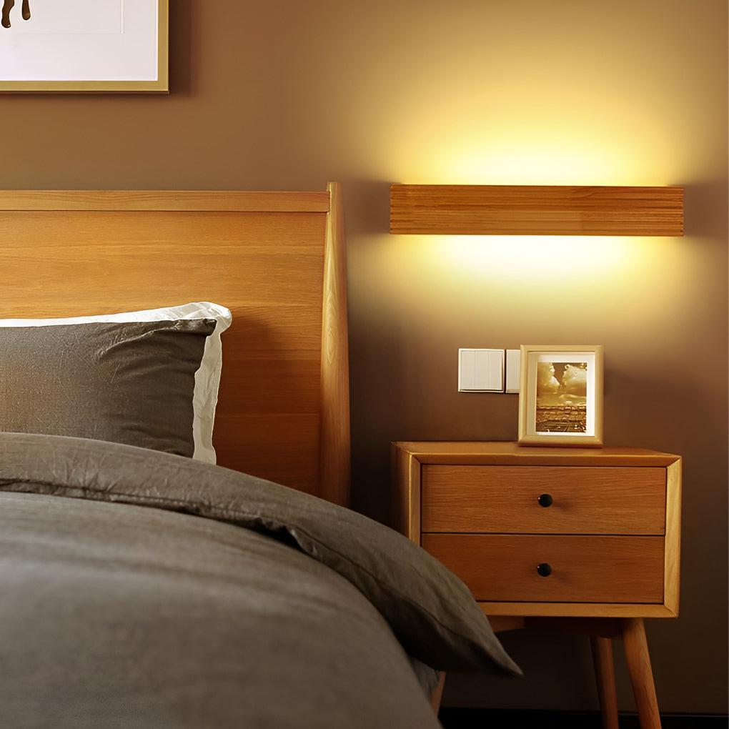 Rectangular Waterproof LED Wooden Wall Lamp in Nordic Style for Home