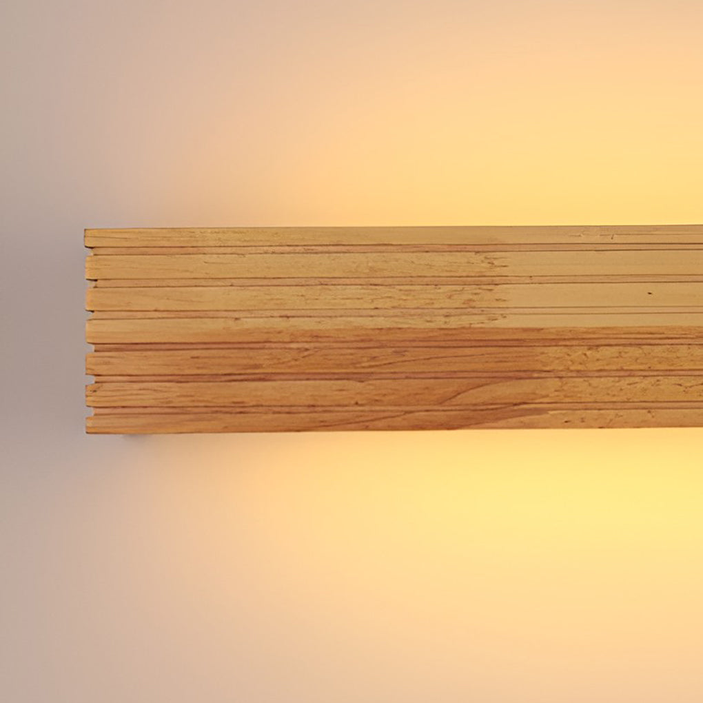 Rectangular Waterproof LED Wooden Wall Lamp in Nordic Style for Home